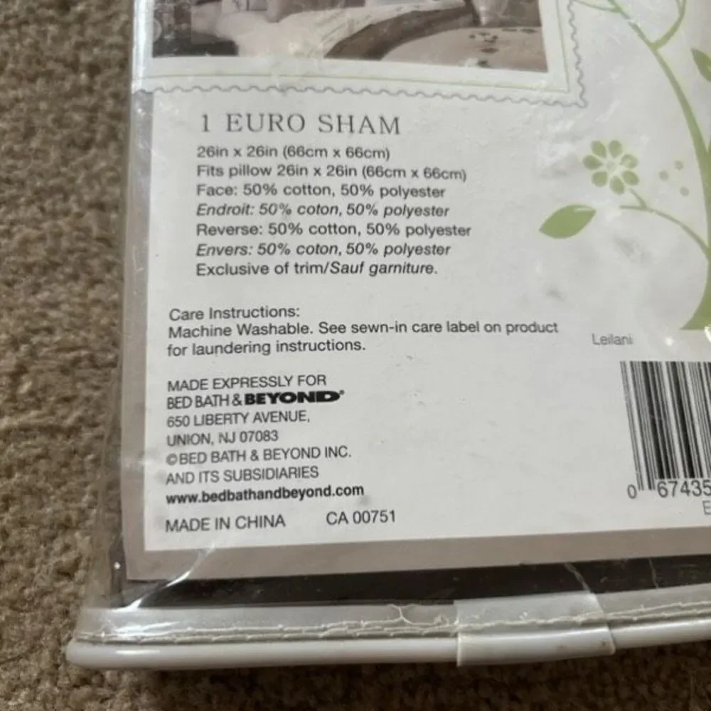 Leilani 1 Euro Sham Bed Bath & Beyond *New*